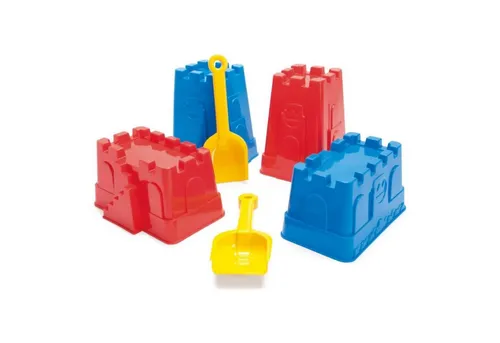 dantoy Badespielzeug Sandburg-Formen und Schaufel 6 teilig, für Strand, für Sandkasten