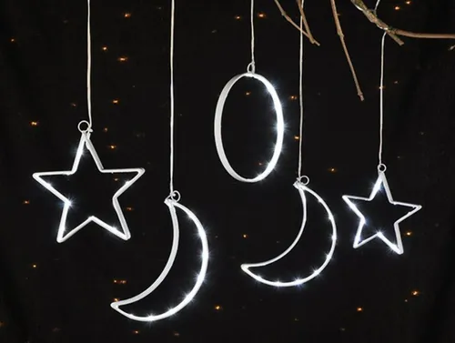 Lichterkette warmweiß Mond und Sterne LED Dekolicht Beleuchtung Deko