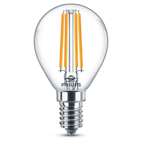 PHILIPS LED Tropfen P45 E14 6.5W (60W) - Leuchtmittel mit 6.5W LED-Technologie, energieeffizient und ideal für warmweißes Licht bei 2700K, ersetzt herkömmliche 60W Glühbirnen.