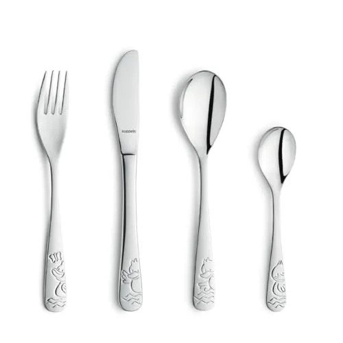 Produktbild Kuppels Kinderbesteck Set Duck 4-teilig | Kindermesser, Kindergabel, Esslöffel, Teelöffel | Edelstahl rostfrei & Hochglanzpoliert | Spülmaschinenfest | Geprägtes Kinder Besteckset | Taufgeschenk