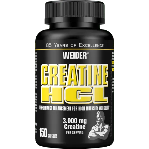 Weider Creatine HCL - 150 Kapseln - Sportnahrung mit reinem Kreatinhydrochlorid in Kapselform. Ideal für Muskelaufbau und Leistungssteigerung - 3000 mg Kreatin pro Portion (3 Kapseln).
