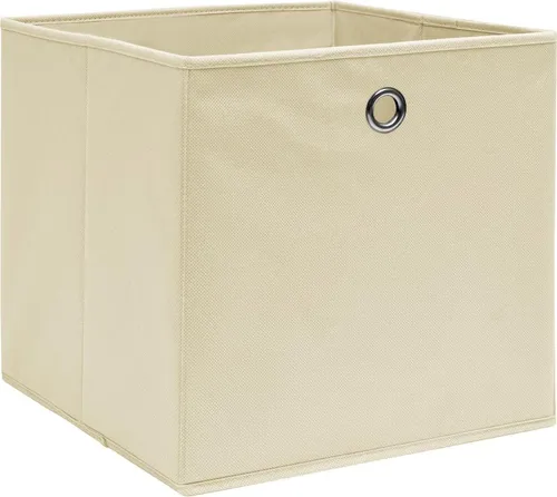 vidaXL Aufbewahrungsboxen 4 Stk. Creme 32x32x32 cm - Gartenmöbel-Sets, faltbare und langlebige Aufbewahrungsboxen aus Vliesstoff, perfekt für die Organisation von Schals, Socken und Unterwäsche.