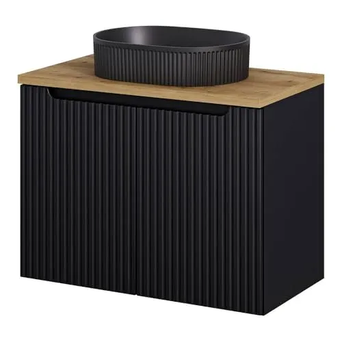 [en.casa] Waschbeckenunterschrank Skelbolu mit gerillter Front und Soft Close