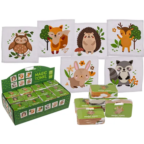 KAMACA 6er Set Magische Handtücher Baumwolle Zaubertuch für Kinder Zauberhandtuch Mitgebsel Geschenkidee Kindergeburtstag Geschenk Reisen (6er Set Waldtiere)