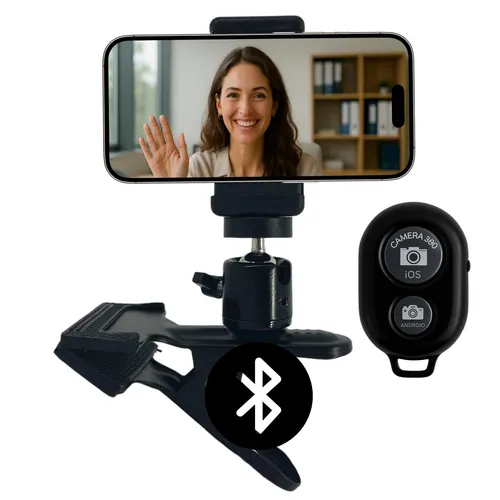 Handy Halterung + Selbstauslöser Tischhalterung Smartphone Klemmstativ Tisch