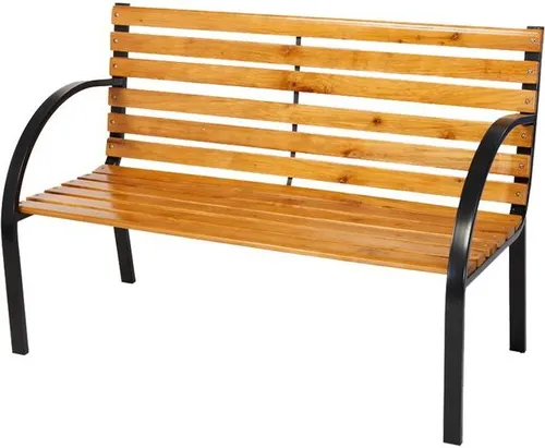 LEX Holz-Metall Bank LIAM – 2-Sitzer Gartenbank 122 x 60 x 80cm