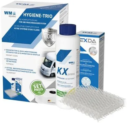 WM Aquatec Hygiene-Trio bis 100l Tanks - Tankreinigungssystem für bis zu 100l Tanks, ideal für Caravaning und Bootsbereich, sorgt für hygienische Sauberkeit und verlängert die Lebensdauer Ihrer Wasseranlagen.