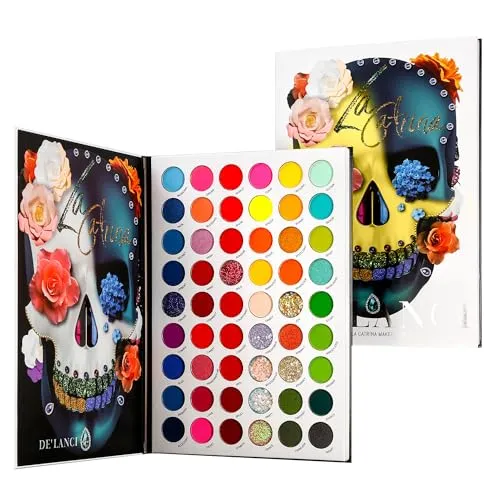 Make-Up Paletten Lidschatten Bunte 54 Farben, Afflano Matt Schimmer Glitter Eyeshadow Palette - Rot Grün Blau Lila Hochpigmentiertes +Neon Glow Eyes Shade,Cremige Groß Halloween Makeup Pallet Kosmetik