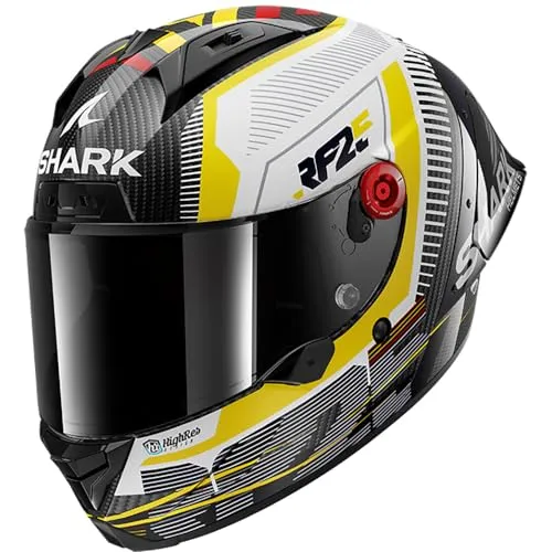 SHARK Aeron-GP Replica Raul Fernandez Signature DWY, XL, Carbon White Yellow - Innovativer Motorradhelm mit selbstanpassender Form für optimalen Komfort und aerodynamische Leistung. Leichtgewichtige Carbon-Schale und hohe Sicherheitsstandards für jeden Fahrstil.
