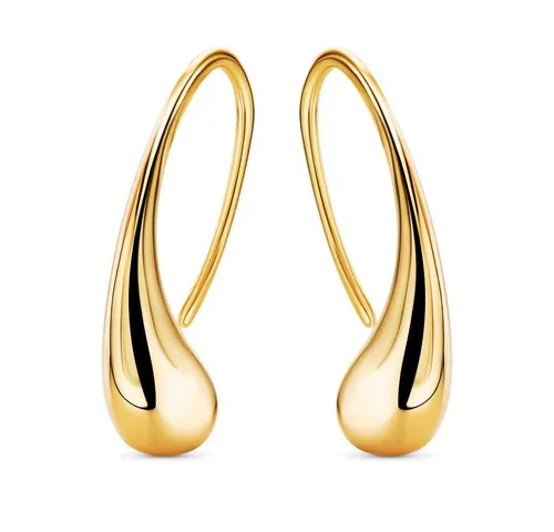 Miore Paar Ohrhaken MSAE293E - moderne Tropfenform aus 925 Sterling Silber/vergoldet, Damen Ohrringe 18 Kt. vergoldet