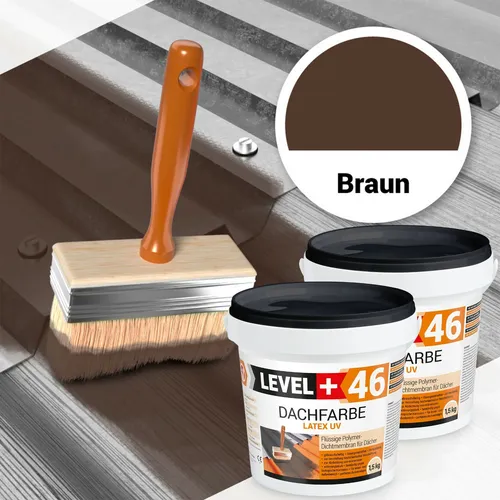 Dachfarbe 3kg Flexibler Dachanstrich Haussockel Sockelfarbe Braun Level+ RM46