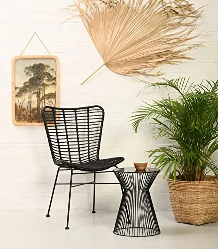 Vintagehaus Gartenstuhl Hacienda Rattan Butterfly Schwarz - Essstuhl für drinnen und draußen, mit elegantem Rattan-Design und hoher Stabilität für gemütliche Stunden im Garten oder Esszimmer.