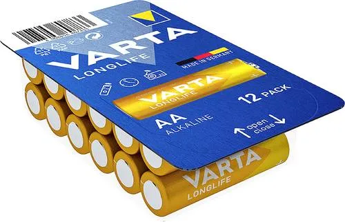 VARTA Longlife AA Batterien - 12 Stück Alkaline 1,5V, ideal für Fernbedienungen und Radios, Made in Germany