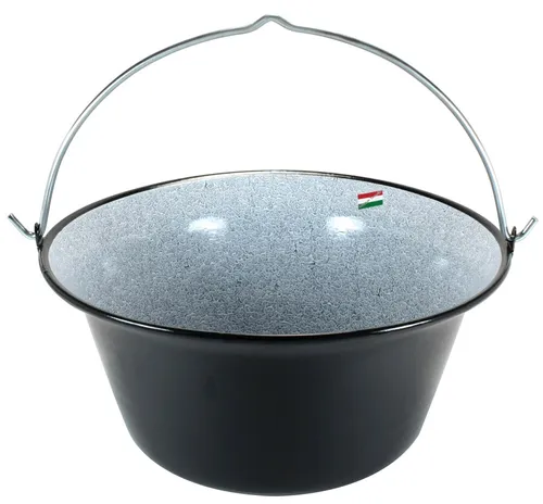 Gulaschkessel Emaille 22 L - Ungarischer Gulaschtopf - Grills, ideal für gesellige Kochabende im Freien, aus robustem Emaille mit 22 Litern Fassungsvermögen für köstliche Gulaschgerichte.