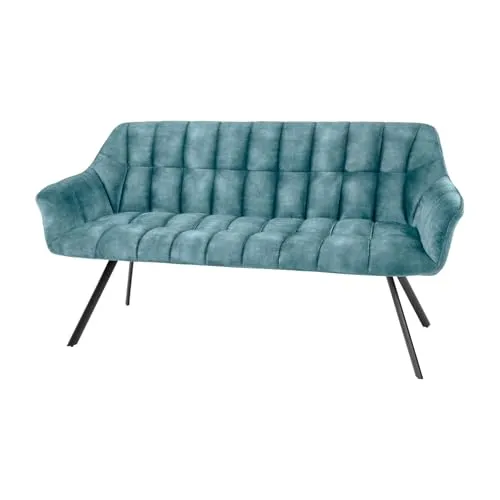 riess-ambiente Sitzbank PAPILLON 165cm petrol/schwarz - Sitzbank für Esszimmer und Flur, aus hochwertigem Samt, mit bequemer Polsterung und modernem Metallgestell für optimalen Sitzkomfort.