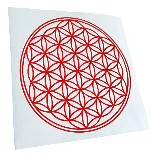 Kiwistar - Autoaufkleber - Rot - 10x10cm Blume des Lebens Baum Aufkleber für Auto, Laptop, Fahrrad, LKW, Motorrad mehrfarbig JDM Decal Racing