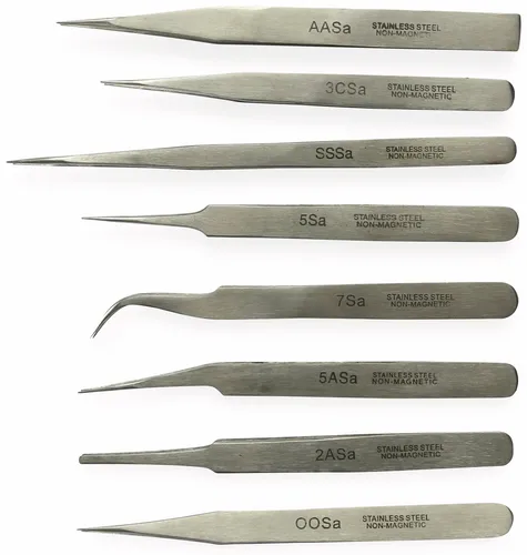 Produktbild Edelstahl Präzisions-Pinzettenset, 8 teilig