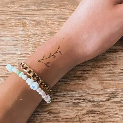 Inkster Tattoo - Blätterzweig Tattoo | Temporäres Tattoo mit EU-Kosmetikzertifizierung | wasserfest + vegan | revolutionäres 2-Wochen-Tattoo | Fake Tattoos und Klebetattoos für Erwachsen