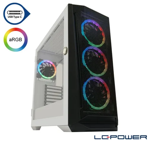 LC Power Gaming Gehäuse 805BW Holo-1_X RGB - ATX Midi/Minitower PC-Gehäuse mit beeindruckendem RGB-Design, ideal für Gamer, die sowohl Leistung als auch Stil schätzen.