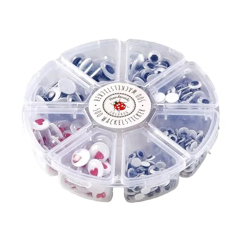 Lulubug Wackelaugen selbstklebend groß und klein, mit Wackelherzen, 500 Stück | 5mm