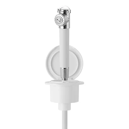 Marine Recessed Transom Shower Box Kit with 2.5m Hose – Stainless Steel Handheld Shower for Boats, Yachts, Motorhomes and RVs – Pull-Out Transom Shower with Lid and Mounting Kit