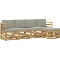 vidaXL Outdoor-Sofagarnitur 5 Stk Weiß und Hellgrau - Stylische Outdoor-Sofagarnitur aus robustem Akazienholz, ideal für Garten und Patio. Modular und anpassbar für individuelle Sitzarrangements. Pflegeleicht und schnell montiert, bietet sie Komfort und Eleganz für entspannte Momente im Freien.