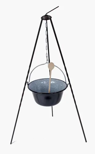 Set 6L Ungarischer Gulaschkessel mit Dreibein und Kochlöffel - Grillzubehör: Hochwertiger 6L Gulaschkessel aus Emaille, ideal für gesellige Kochabende im Freien, inklusive praktischen Dreibein und gratis Kochlöffel.