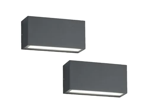 TRIO Leuchten LED Außen-Wandleuchte 2er-Set - Energieeffiziente LED-Wandleuchte in Anthrazit, mit warmweißem Licht und IP65-Schutz für den Einsatz im Außenbereich, ideal für Hauswände und Terrassen.