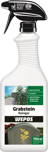 Wepos Grabstein Reiniger 750 ml - Flüssigreiniger für Grabsteine, effektiv gegen Schmutz und Verfärbungen, ideal für den Außenbereich