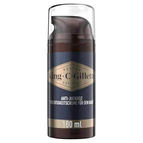 King C. Gillette Anti-Juckreiz Haut Und Bart Feuchtigkeitscreme, 100ml | Pflege für Herren mit Vitamin B3, B5 Und Kühlungseffekt, Vermeidet Trockene Haut, Hydratisiert Und Pflegt