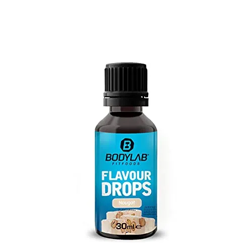 Bodylab24 Flavour Drops 30ml Nougat, Kalorienfreie, Zuckerfreie & Fettfreie Aroma-Tropfen, Flavdrops zum Süßen von Lebensmitteln, Kaffee Sirup, Geschmackstropfen ohne Künstliche Farbstoffe