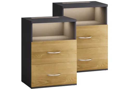 Casaria Nachttisch Jamie (2-St) mit Touch LED Beleuchtung von Casaria