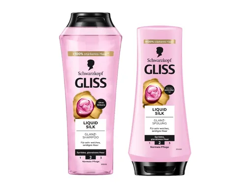 Gliss Shampoo Liquid Silk 250 ml – Pflege mit Ceramiden & Seide - Intensive Pflege für stumpfes Haar – Das Gliss Liquid Silk Shampoo mit Ceramiden & Seide sorgt für Glanz und Geschmeidigkeit, während die Spülung die Kämmbarkeit verbessert und das Haar stärkt.