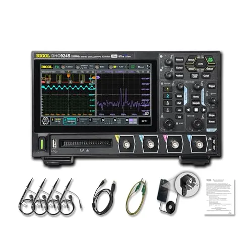RIGOL DHO924S Tragbares Oszilloskop - Labor-Oszilloskop mit 250MHz Bandbreite und 12-Bit Auflösung, ideal für präzise Messungen in der Elektronikentwicklung und flexibles Arbeiten im Feld.