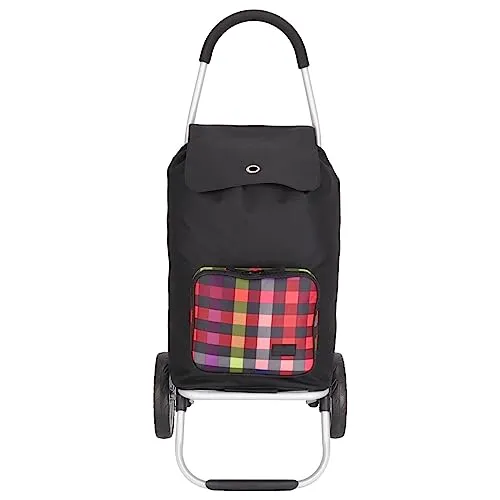 Kenorada Einkaufstrolley ER/7 45l | großer Trolley für den Wocheneinkauf | großes Hauptfach und Fronttasche mit Reißverschluss | treppentaugliche Rollen | einfacher Aufbau (multicolorcheck)