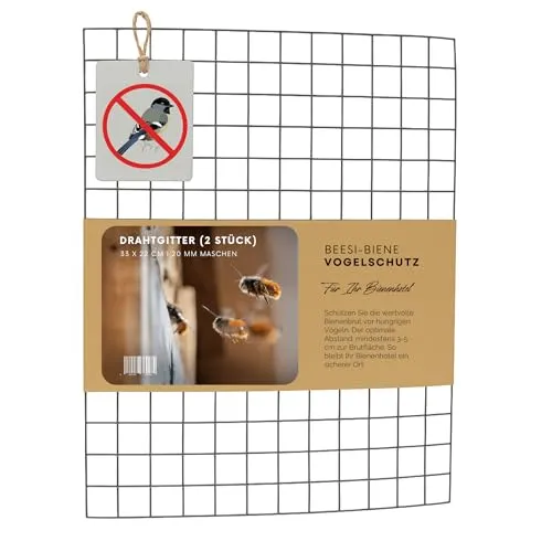 BEESI Insektenhotel Drahtgitter 33x22,8 cm – Effektiver Vogelschutz für Wildbienen - Insektenhotels: Wetterfestes Drahtgitter mit 19mm Maschenweite schützt zuverlässig Wildbienen vor Vögeln und passt flexibel zu verschiedenen Modellen.