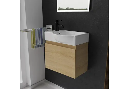 Alpenberger Waschtisch mit Unterschrank 45 cm - Waschplätze - Modernes, platzsparendes Badmöbel Set mit hochwertigem Keramik Waschbecken und Soft-Close Tür für sanftes Schließen.