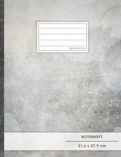 Notenheft: DIN A4 • 48 Seiten, 24 Blatt, 12 Systeme, „Violine“ • Original #GoodMemos Schulheft • Mit Inhaltsverzeichnis und Seitenzahlen, Noten-Lineatur 14