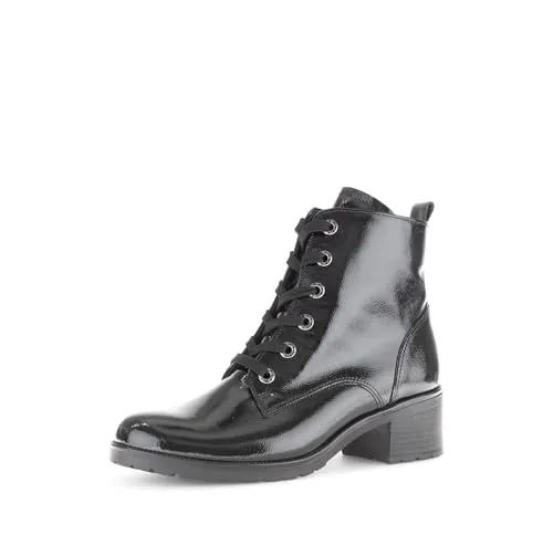 Gabor Damen Chelsea Boots - Elegante Stiefeletten in Schwarz, 38.5 EU / 5.5 UK - Stylische Chelsea Boots aus hochwertigem Lackmaterial, mit komfortablem Microfutter und flacher TR-Sohle. Ideal für den Übergang und vielseitig kombinierbar.