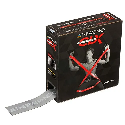 TheraBand CLX Latex-Free Resistance Band, 110 Loops - Widerstandsbänder, bietet einzigartige Griffoptionen für vielseitige Übungen und ist ideal für Home Gym, Pilates und professionelle Physiotherapie.