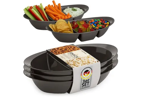 Hausfelder Servierplatte Snackbox 3er Set, Snackschale für Süßigkeiten, Chips, Snackteller, Kunststoff, (3er Set, 3-tlg., Set), mikrowellengeeignet, spülmaschinengeeignet