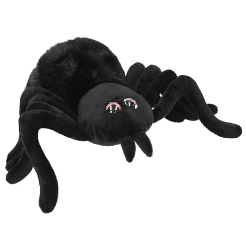 Depesche 13902 Adventure World - Kuscheltier Spinne in Schwarz, mit Glitzer-Augen, ca. 20 cm großes Plüschtier