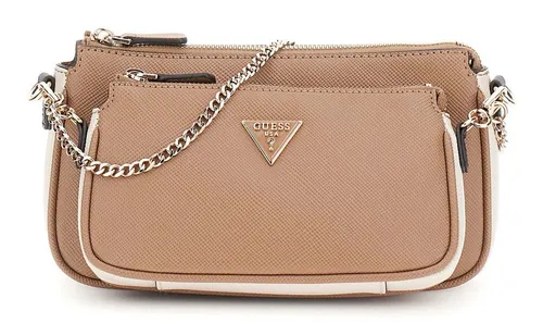 Guess Umhängetasche Noelle II DBL Pouch - Stilvolle Umhängetasche 24 cm (tan multi) - Umhängetasche mit sicherem Zipperverschluss und durchdachter Innenaufteilung, ideal für stilbewusste Frauen, die Funktionalität und Eleganz schätzen.