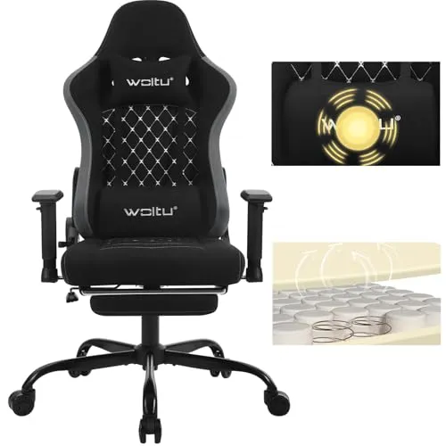 WOLTU Massage Gaming Stuhl mit Lendenkissen, ergonomisch und verstellbar - Bürostuhl mit Massagefunktion, atmungsaktivem Tech-Stoff und verstellbarer Rückenlehne für maximalen Komfort beim Spielen oder Arbeiten.