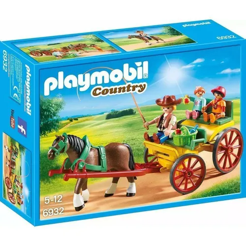 PLAYMOBIL Country 6932 Pferdekutsche - Bietet Platz für 4 Figuren, inklusive Shire Horse und Picknickkorb für fröhliche Ausfahrten