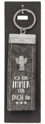 Depesche 10890.007 Schlüsselanhänger aus Filz, mit Schutzengel und Aufschrift, Ich bin immer für dich da, grau, ca. 15 cm