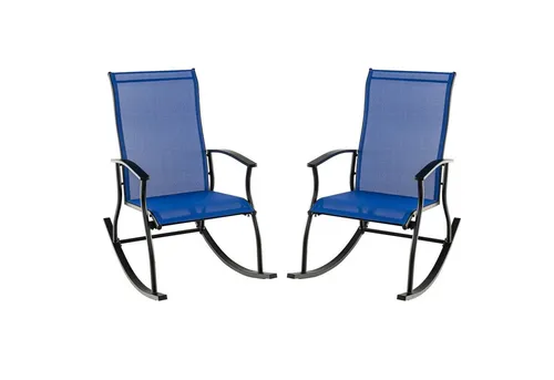 2er Set Garten-Schaukelstühle mit Hochlehne - Stühle für den Außenbereich, modernes Design mit Hochlehne und Armlehnen, ideal zum Entspannen im Garten. Maximale Gewichtskapazität: 150 kg.