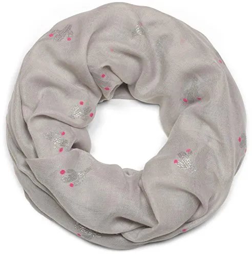 styleBREAKER Loop Schal mit glitzerndem Metallic Kaktus All Over Print Muster, Schlauchschal, Tuch, Damen 01016166, Farbe:Hellgrau