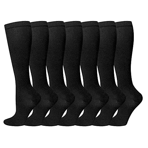 Kompressionsstrümpfe für Damen und Herren, 7 Paar Medizinische Kompressionsstrümpfe 15-20 mmHg Stützsocken für Sport, Krampfadern, Laufen, Radfahren, Wandern, Flug, Reisen, Stillen, Schwangerschaft