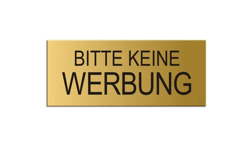 Keine Werbung Schild Briefkastenschild 60x25mm Messingoptik selbstkl.